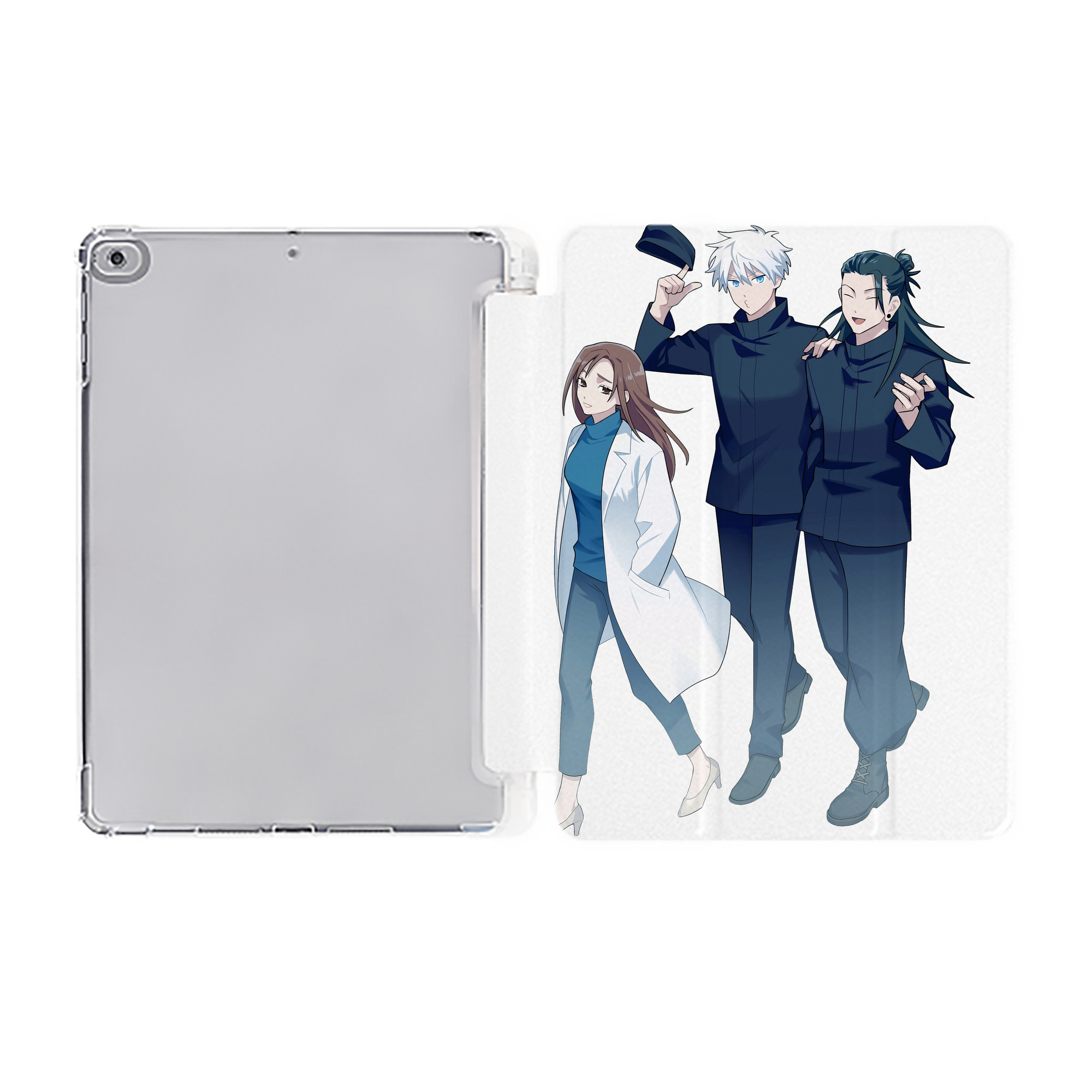 （画像用） 呪術廻戦 Jujutsu Kaisen IPad ケース ペン収納付き 三つ折りスタンド PUレザー×シリコン 対応機種9.5/10.5/10.9インチ
